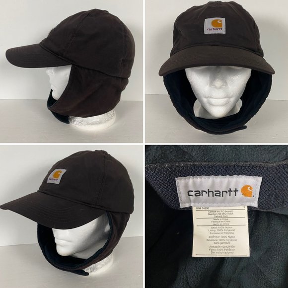 Carhartt Other - Carhartt Brown Insulated Hat Ear Flaps Trapper Hunting Work A201 DKB Mens L/XL